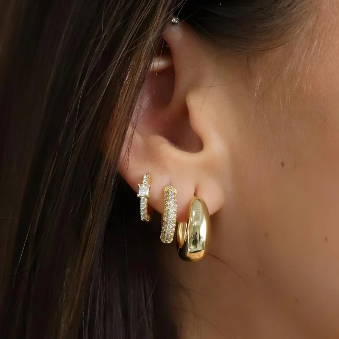Hoop Earrings Dome Huggie Classic Non Tarnish Jewelry